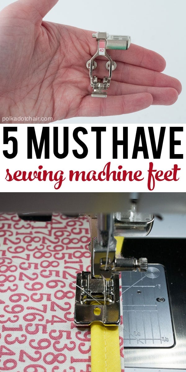 Hand holding sewing machine foot