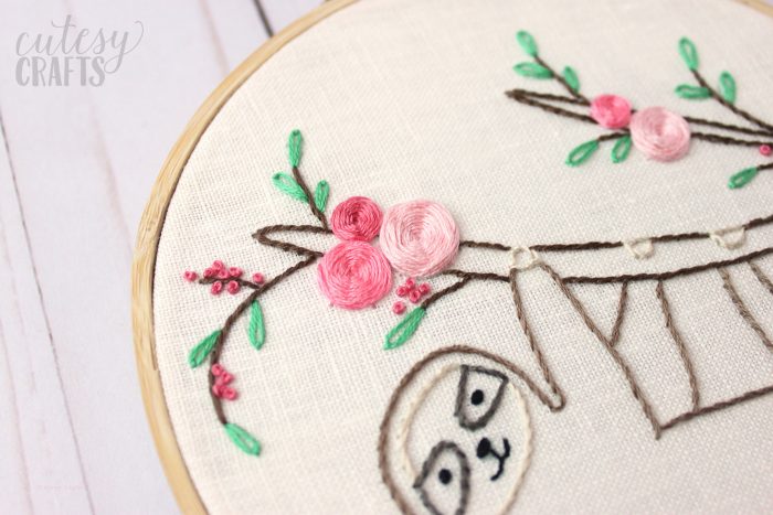 close up of round embroidery hoop on a table -