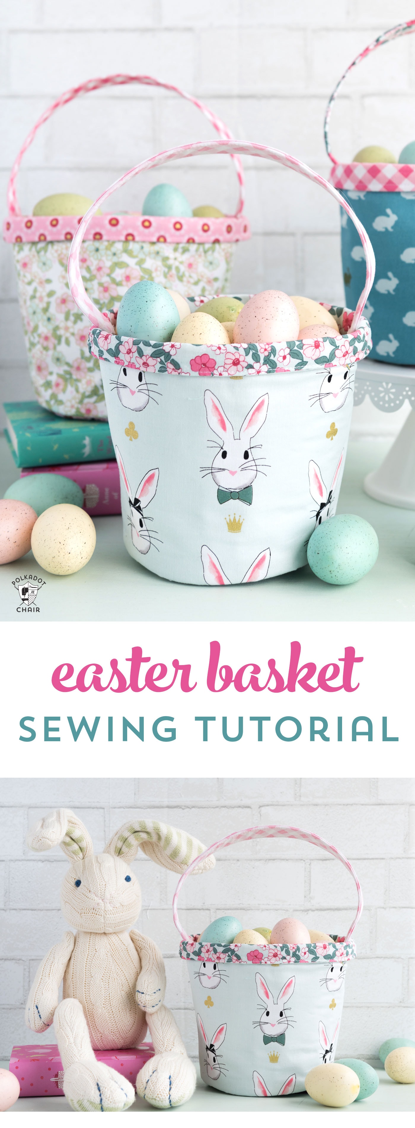 Free Easter Basket sewing tutorial - a cute little fabric basket perfect for Spring!
