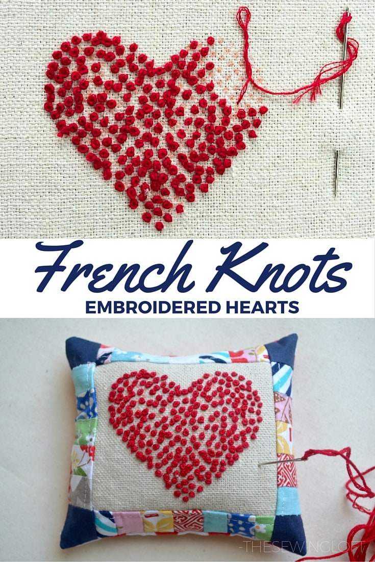 French Knots Embroidered Pin Cushion Tutorial by the Sewing Loft