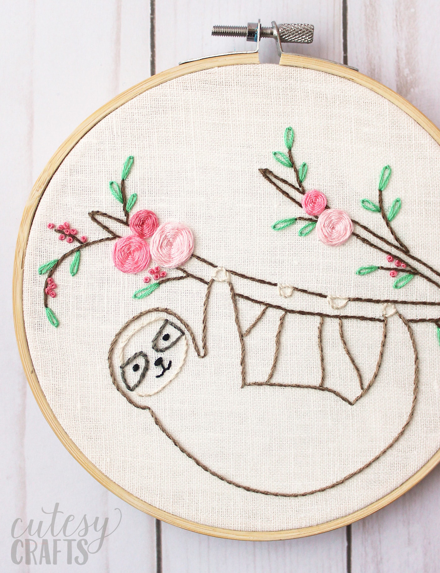 round embroidery hoop on a table -