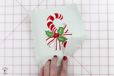 piece of fabric with candy cane illustration