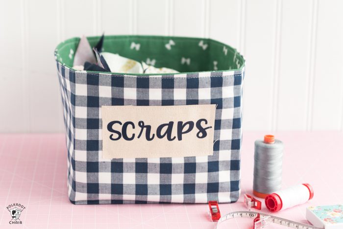 Free Sewing Pattern for Fabric Baskets designed to work with the Cricut Maker. Fabric Basket Sewing Pattern that is easy to make and great for a beginning seamstress. #CricutMade #CricutMaker #CricutProject #FabricBasket #SewingPattern #freesewingpattern #fabricbasketDIY