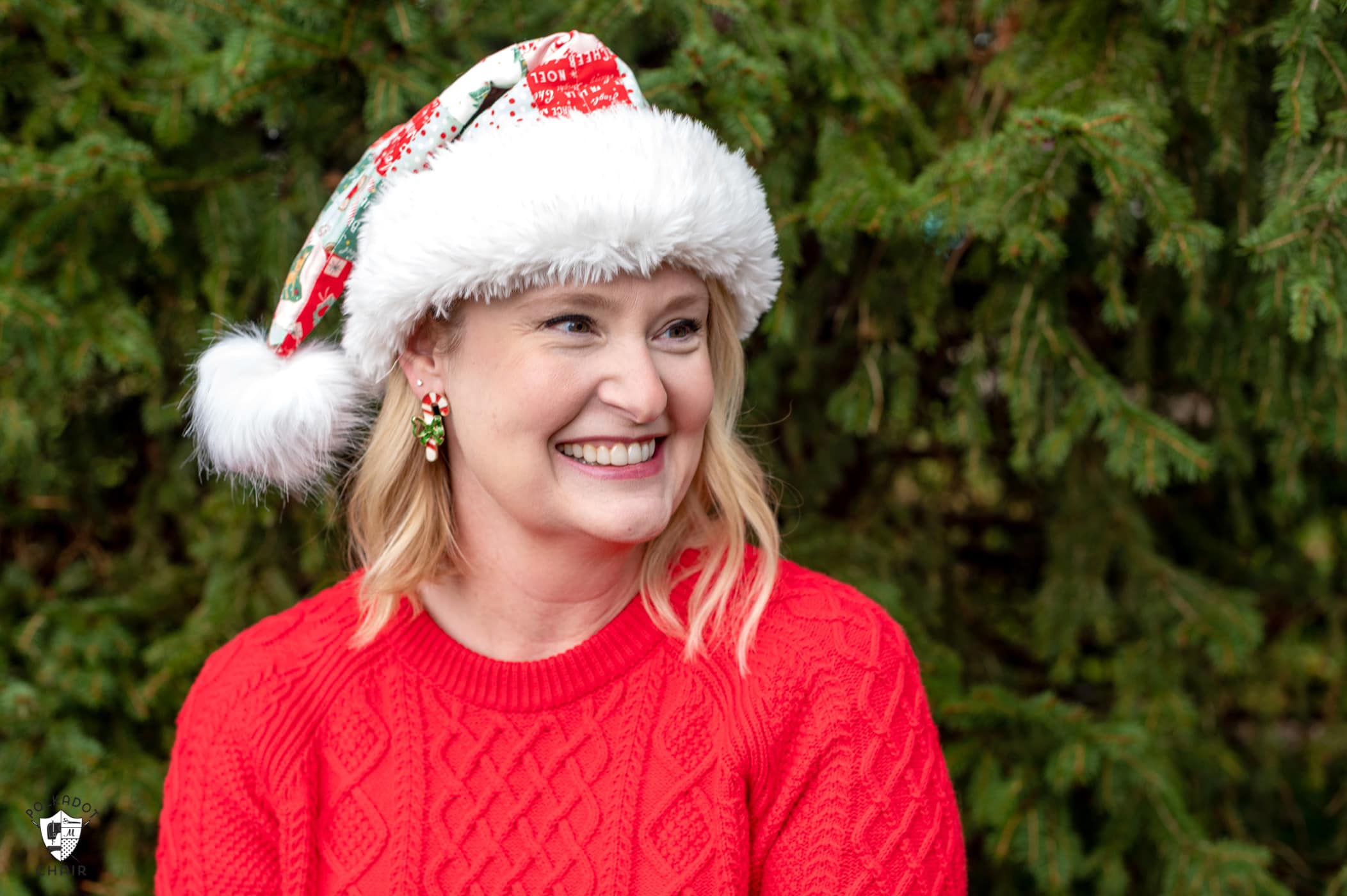 woman wearing santa claus hat