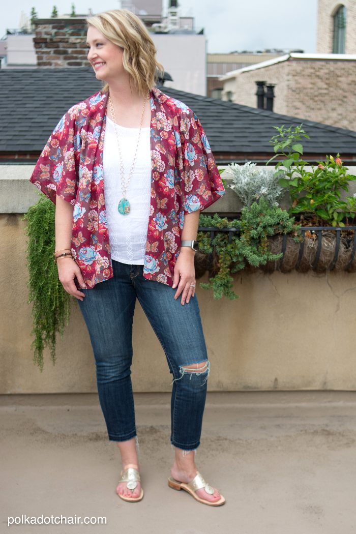How to sew a Kimono Top or Jacket for Summer, a DIY fashion sewing tutorial - by Melissa Mortenson of polkadotchair.com