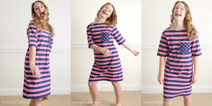 Sewing Tutorial to make a simple knit T-Shirt dress by Melissa Mortenson of PolkadotChair.com