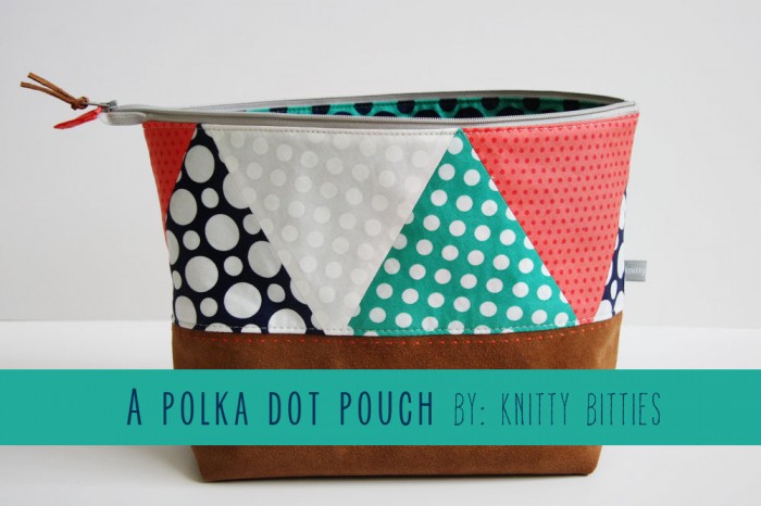 Polka Dot & Leather Zip Pouch by Knitty Bitties