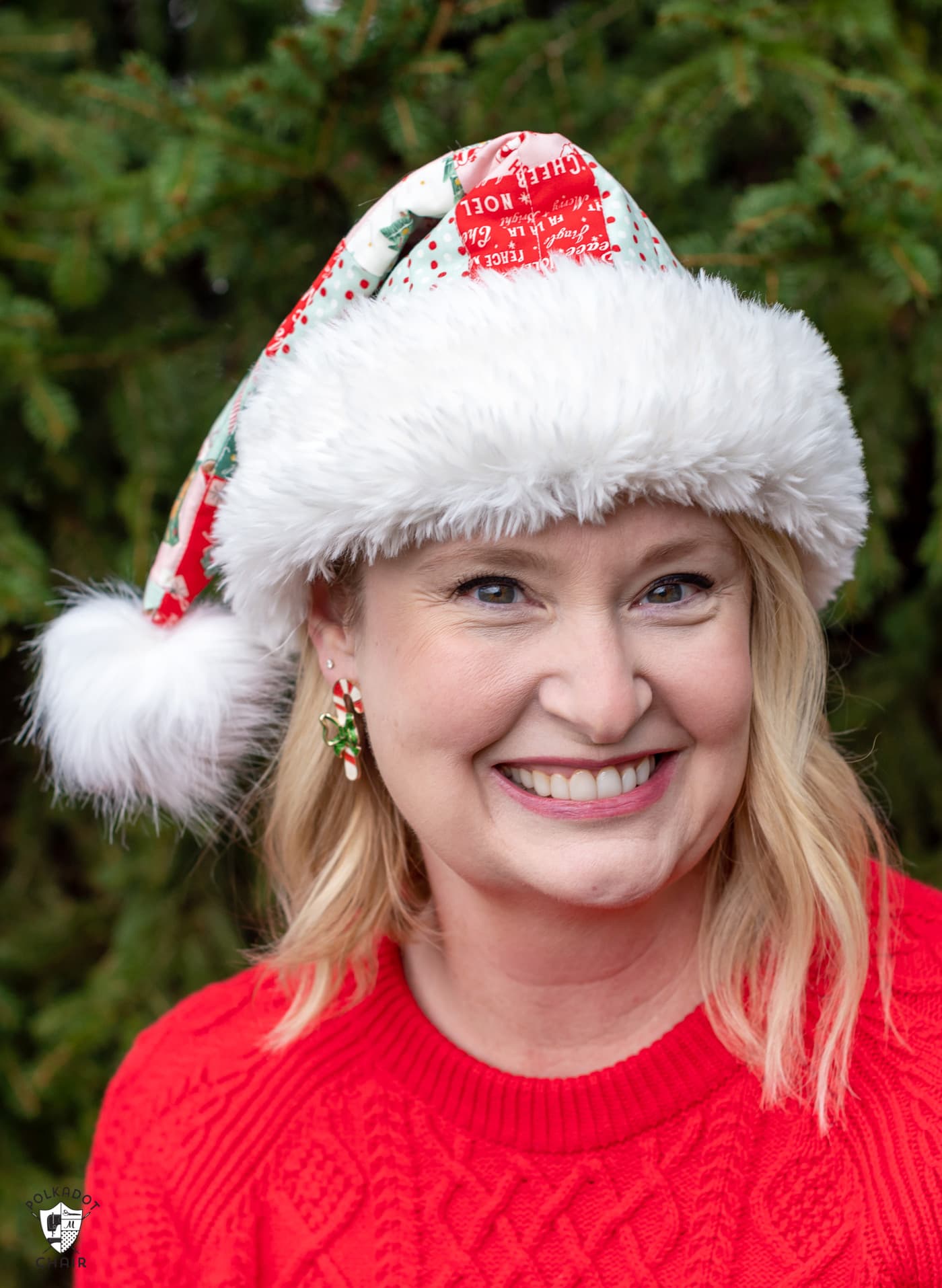 woman wearing santa claus hat